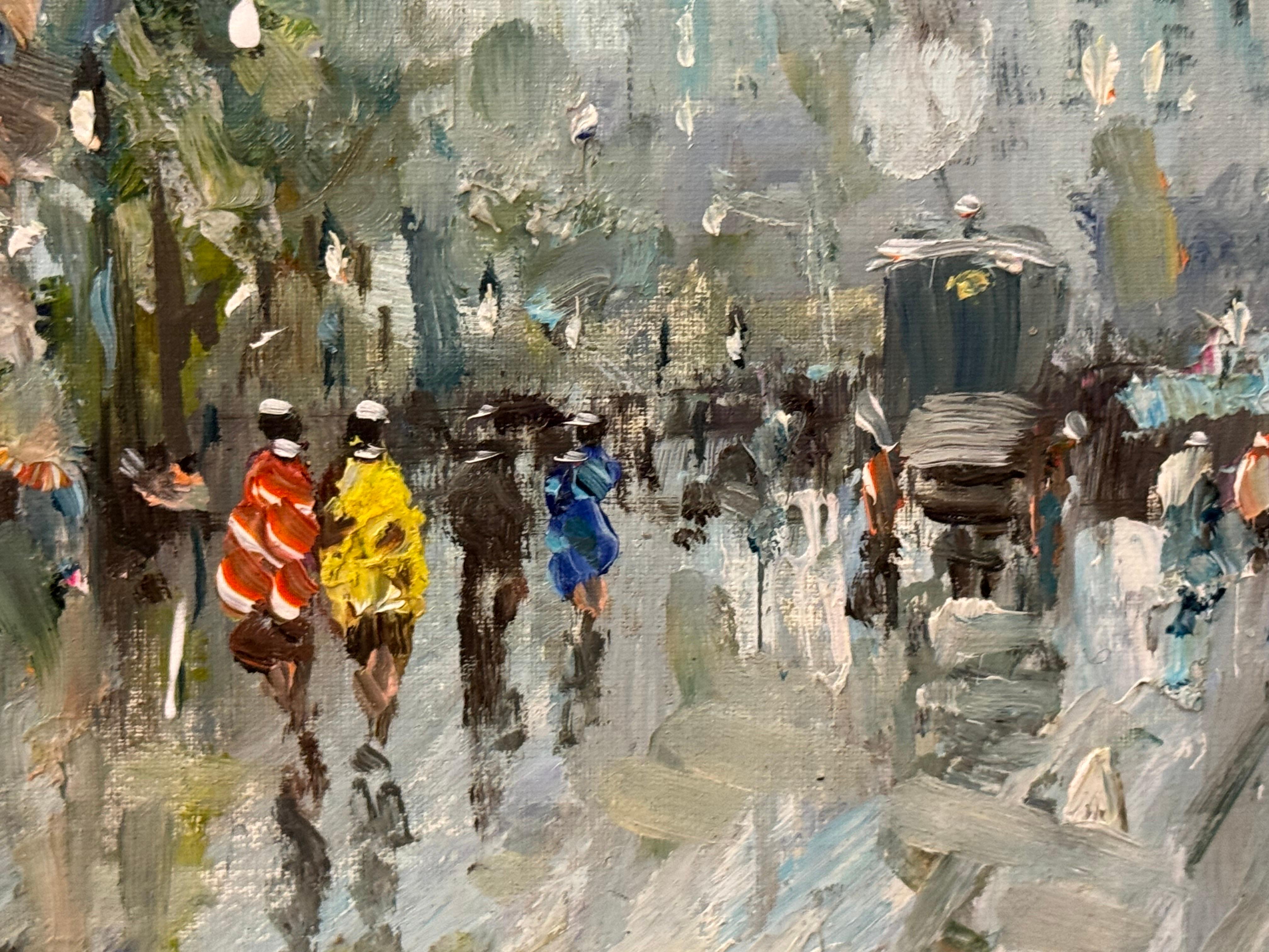 Paris Street Scene with Figures Parisian Street 20th Century Post-Impressionism For Sale 3