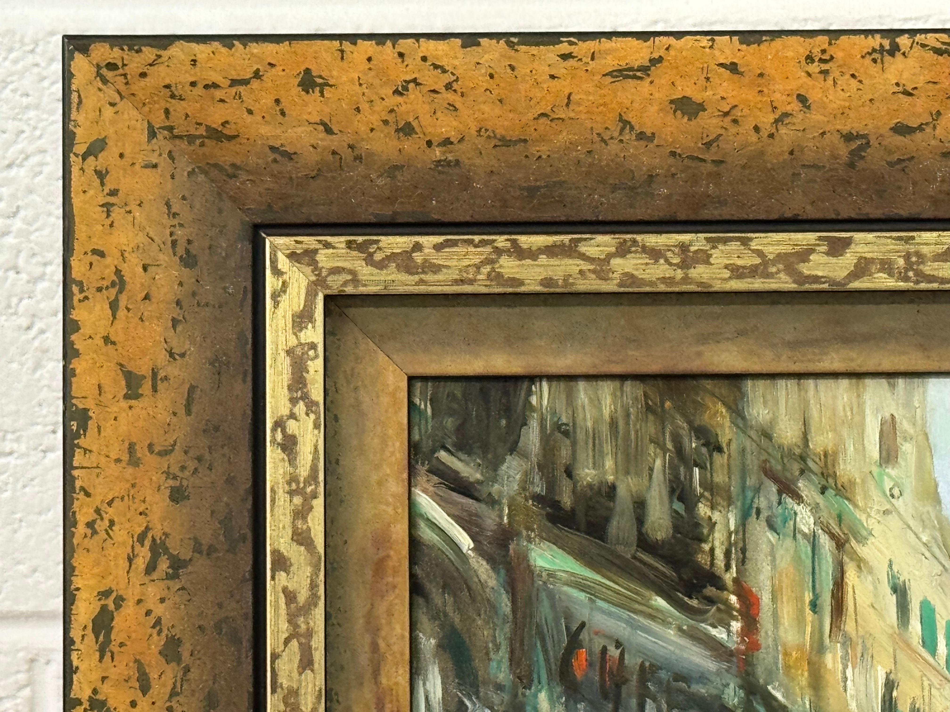 Parisian Café Terrace Street Street with Figures 20th Century Post-Impressionism For Sale 8