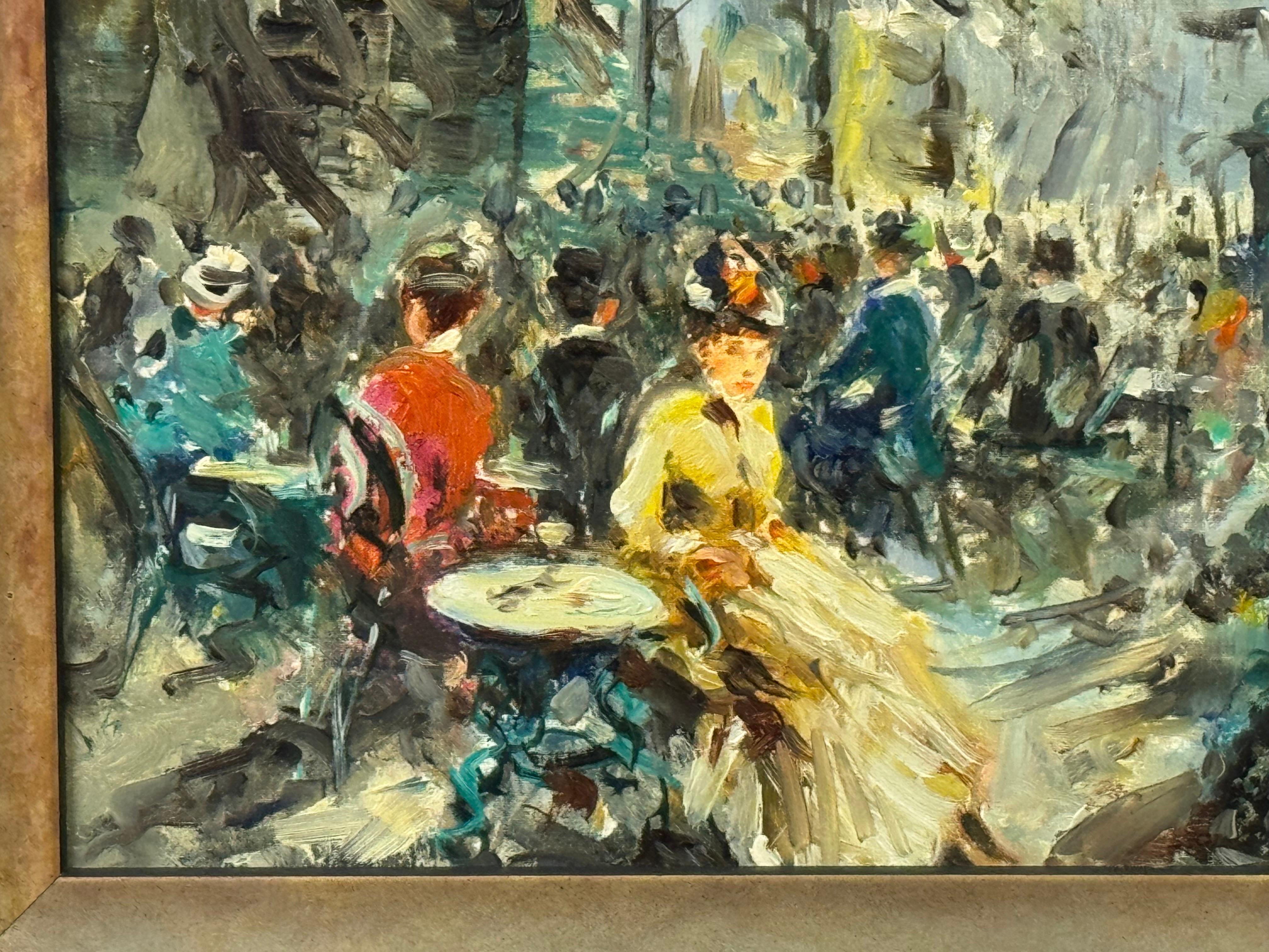 Parisian Café Terrace Street Street with Figures 20th Century Post-Impressionism For Sale 3