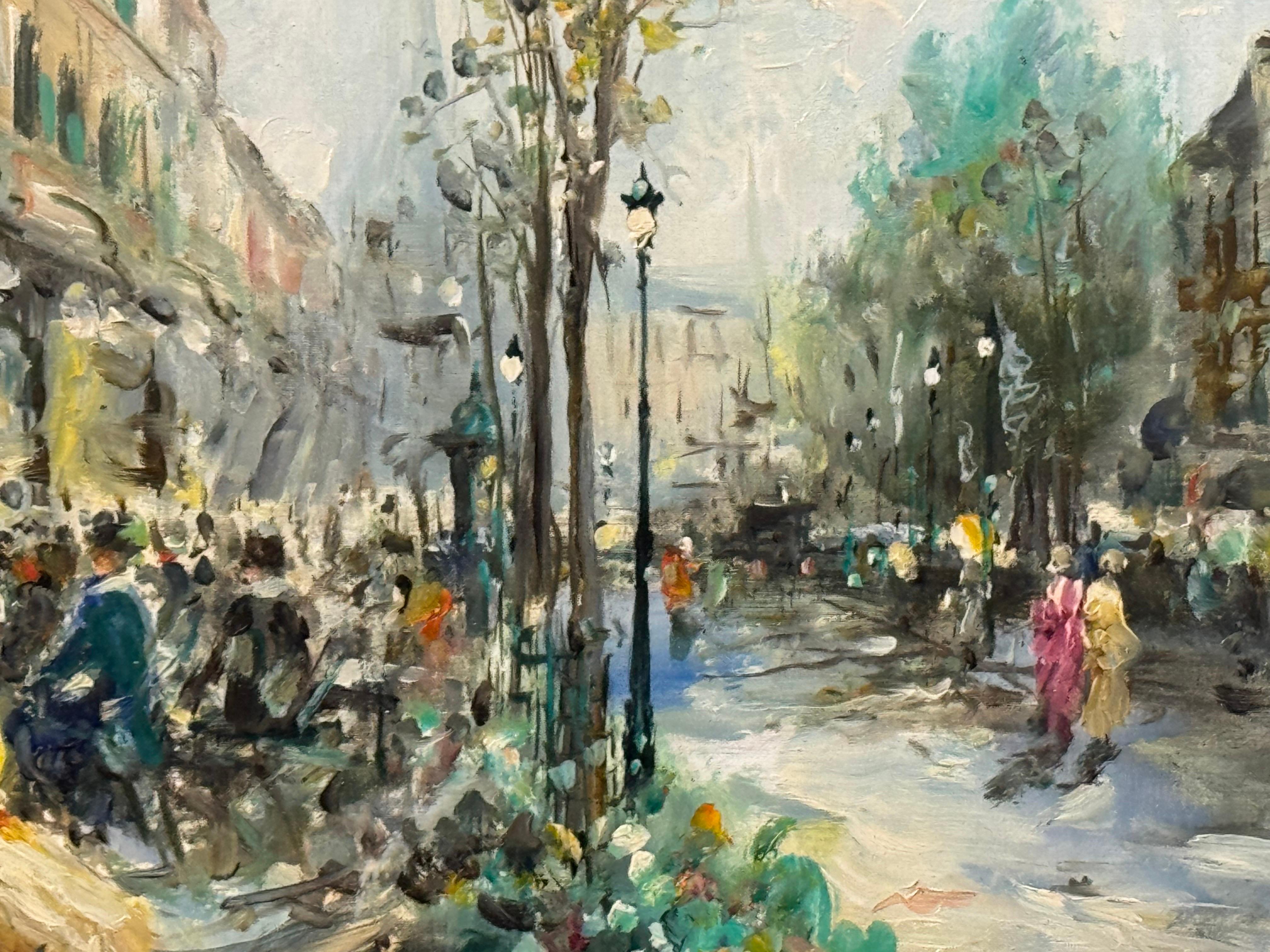 Parisian Café Terrace Street Street with Figures 20th Century Post-Impressionism For Sale 4