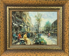 Parisian Café Terrace Street Street with Figures 20th Century Post-Impressionism
