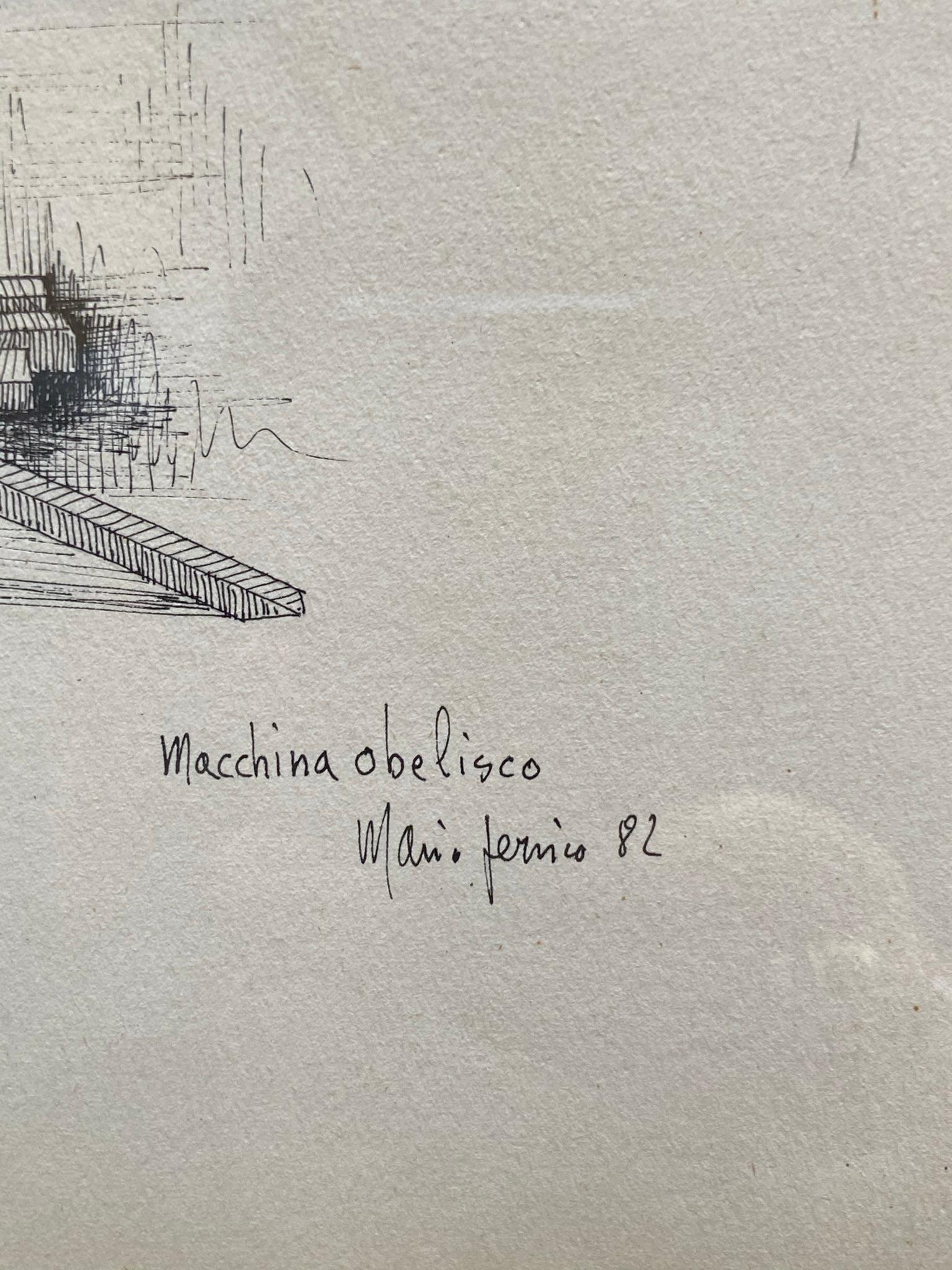 MACCHINA OBELISCO - Ink on paper by Mario Persico, Italy, 1982 2