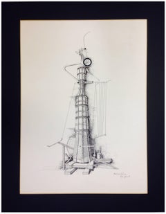 MACCHINA OBELISCO - Ink on paper by Mario Persico, Italy, 1982