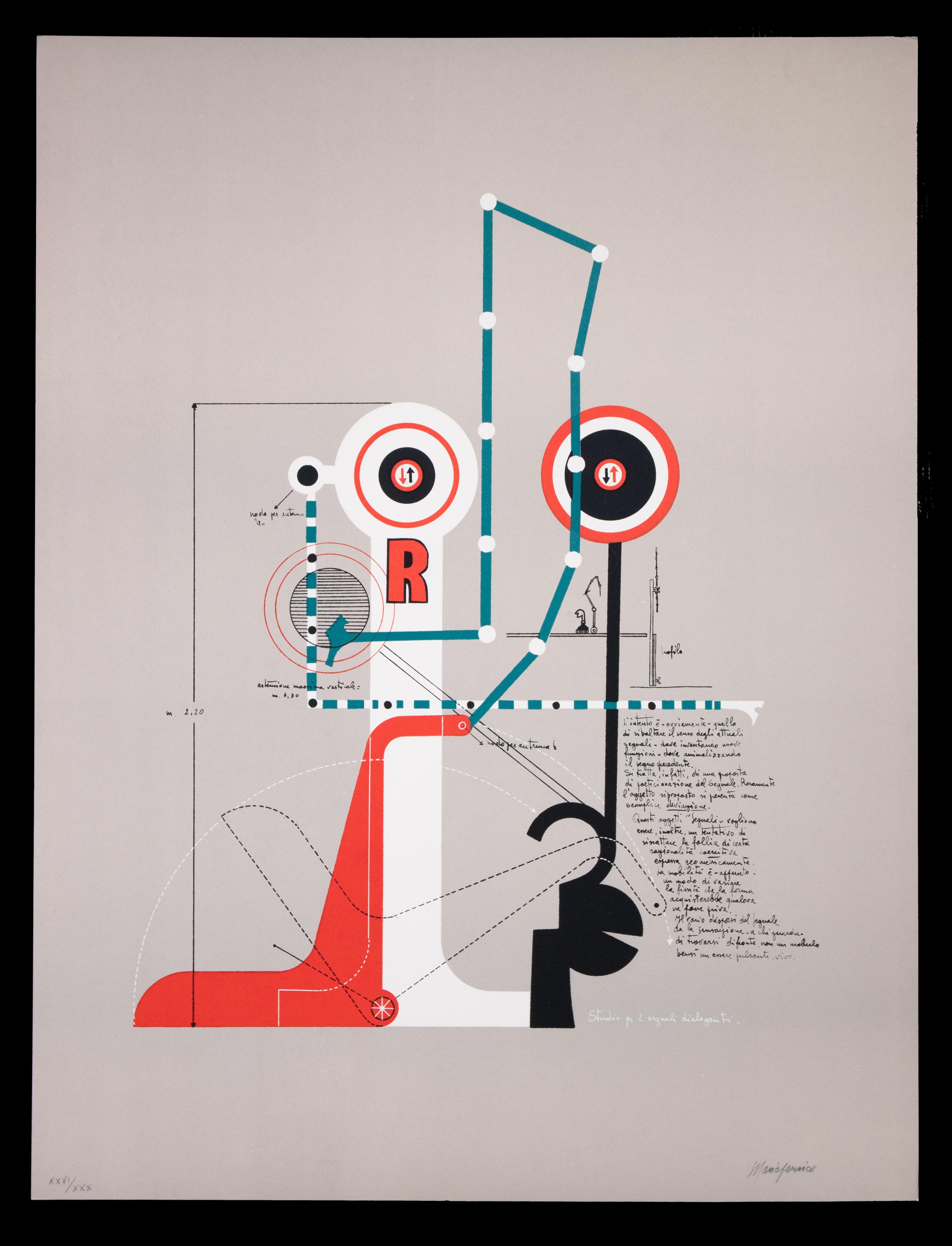 Signals Dialoguing, lithographie originale de Mario Persico, 1970 environ