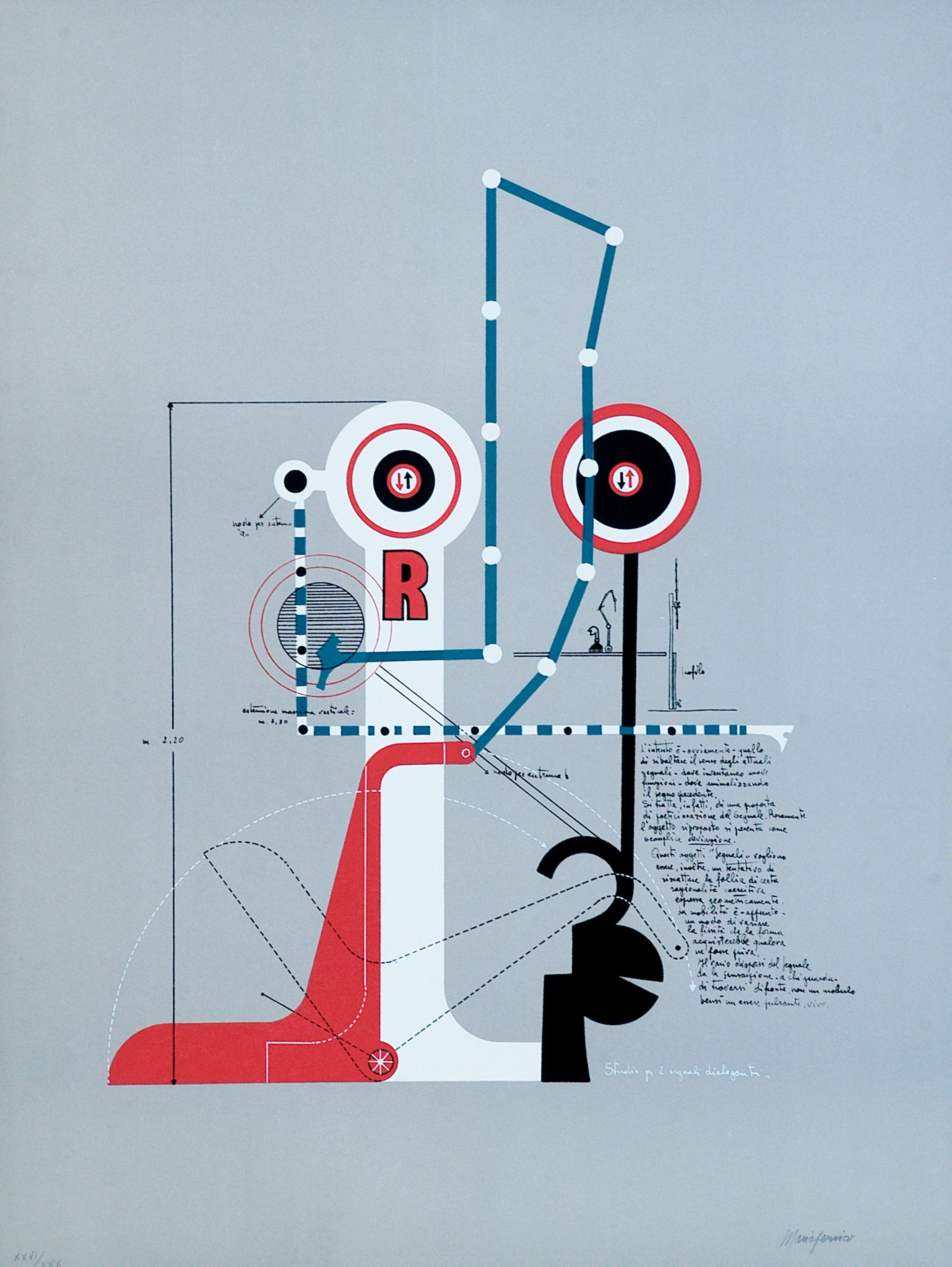 Signals de dialogue - Lithographie originale de Mario Persico - 1970 environ