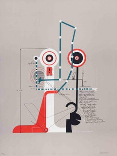 Study for Two Communicating Signals - Lithograph by Mario Persico - 1970s