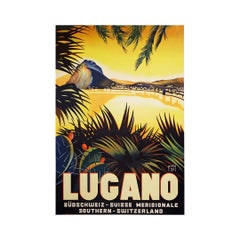 Original 1937 travel poster by Mario Pescini - Switzerland - Lugano