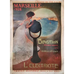 1908 Original poster by Mario Pezilla - International Electrical Exhibition