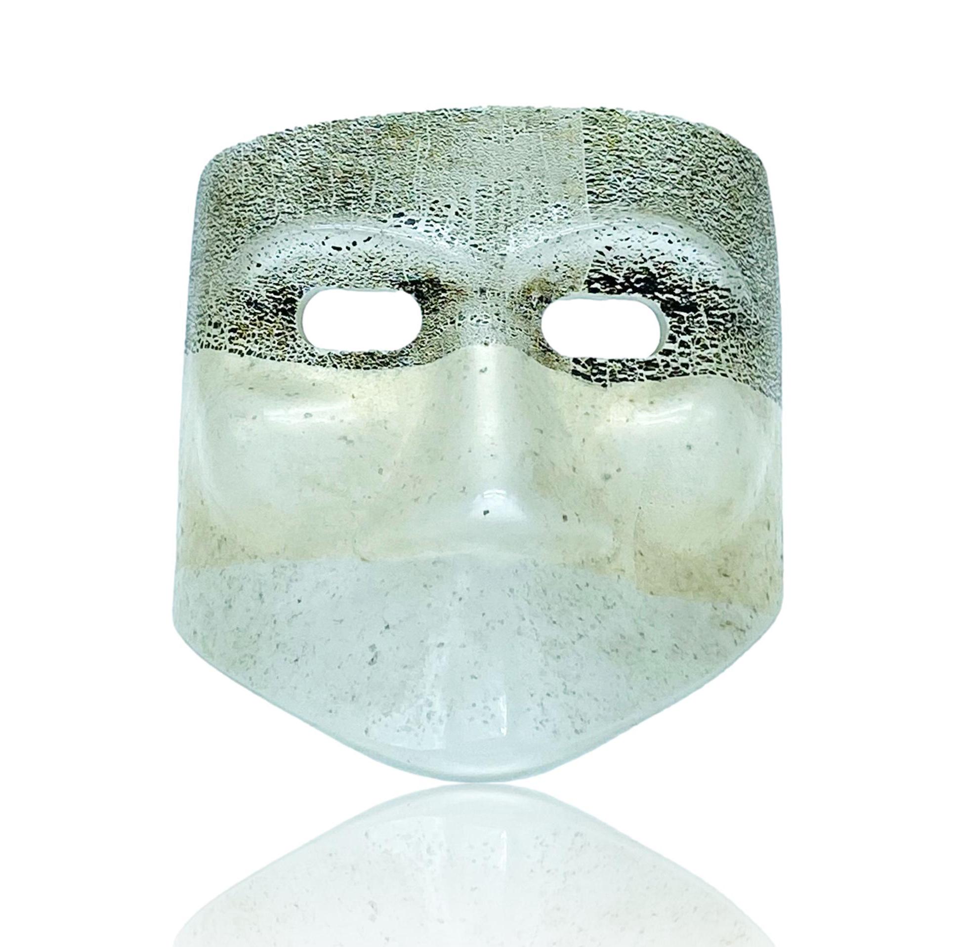 Mask in ivory and black glass signed Mario Poggi 1989.