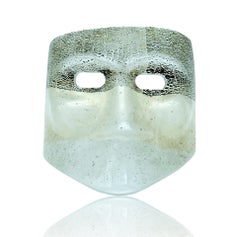 Mario Poggi Signed Murano Corroso White and Black Glss Venetian Mask, Italy 1989