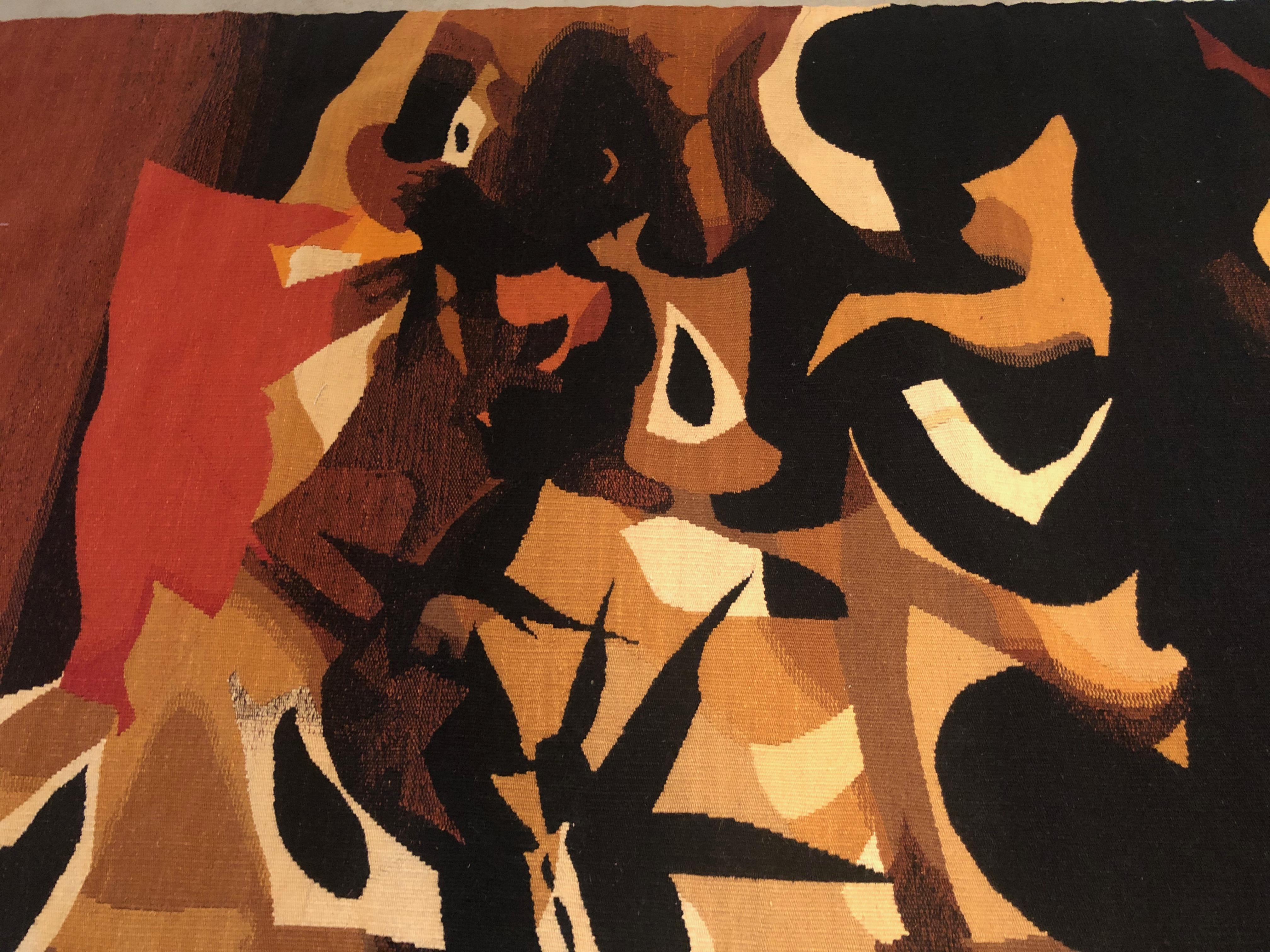 French Mario Prassinos Mid-Century Aubusson Tapestry For Sale