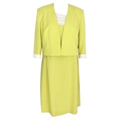 Mario Pucci Cecconi Green Elegant Suit Dress Evening Tailleur Vintage 1990s