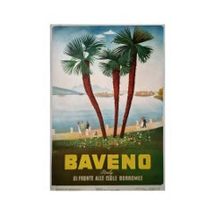 1950 original Italian travel poster by Puppo - Baveno, a jewel of Lake Maggiore