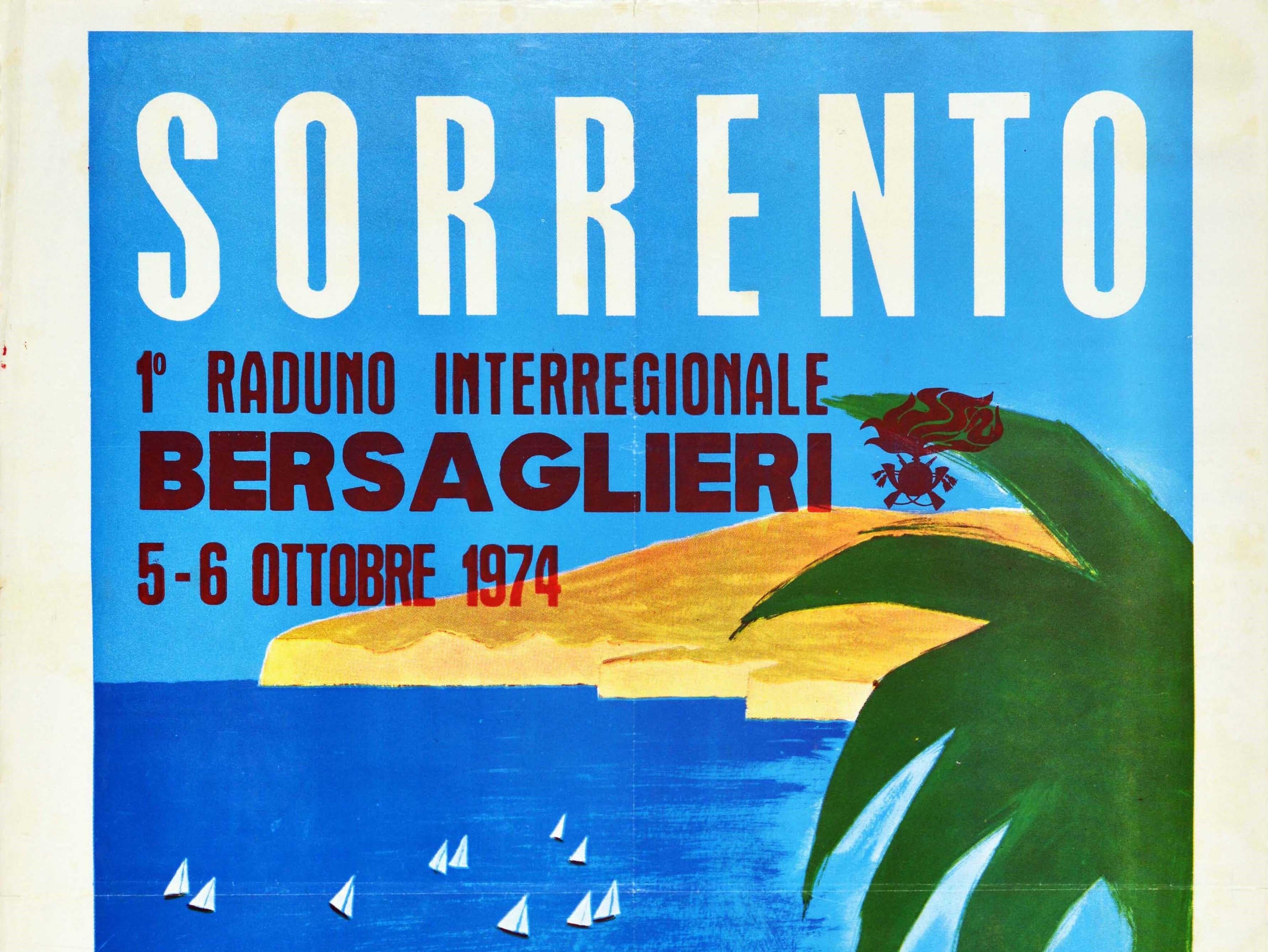 Original Vintage Poster Sorrento Italy ENIT Travel Naples Bersaglieri Reunion - Print by Mario Puppo