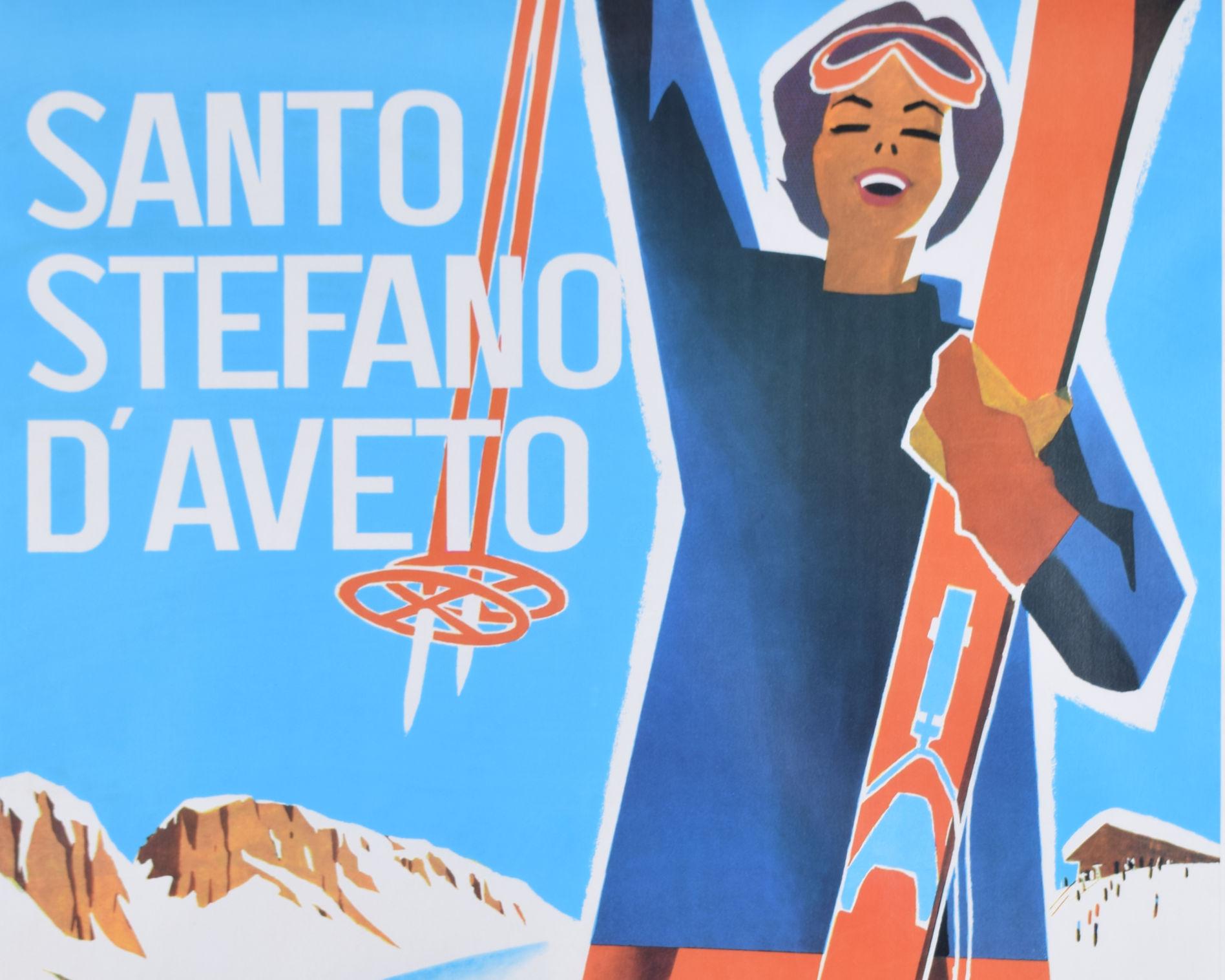 Santo Stefano d'Aveto, Originales italienisches Vintage-Skiplakat von Mario Puppo im Angebot 2