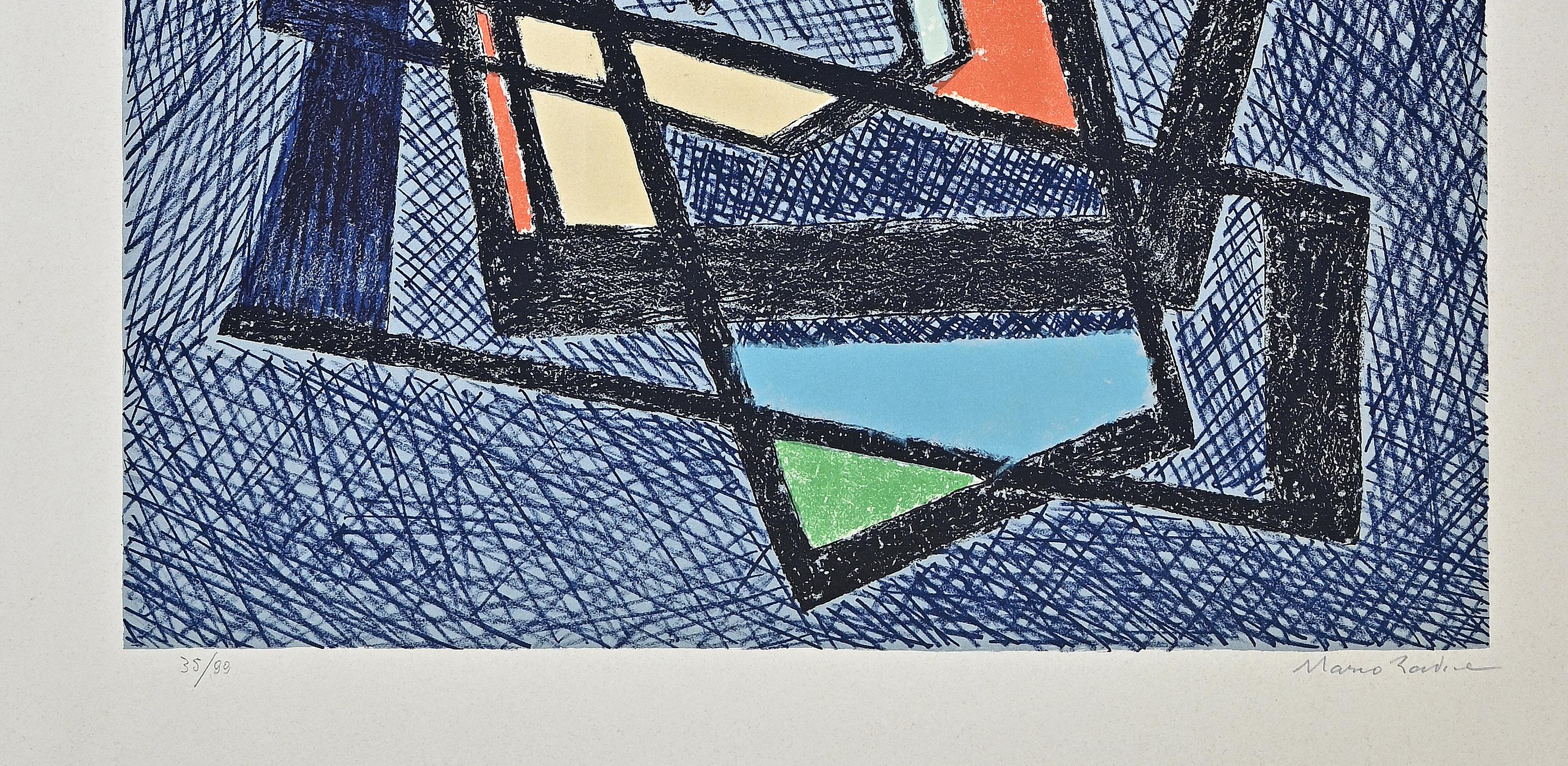 Abstract Composition - Lithograph by Mario Radice - 1977 1