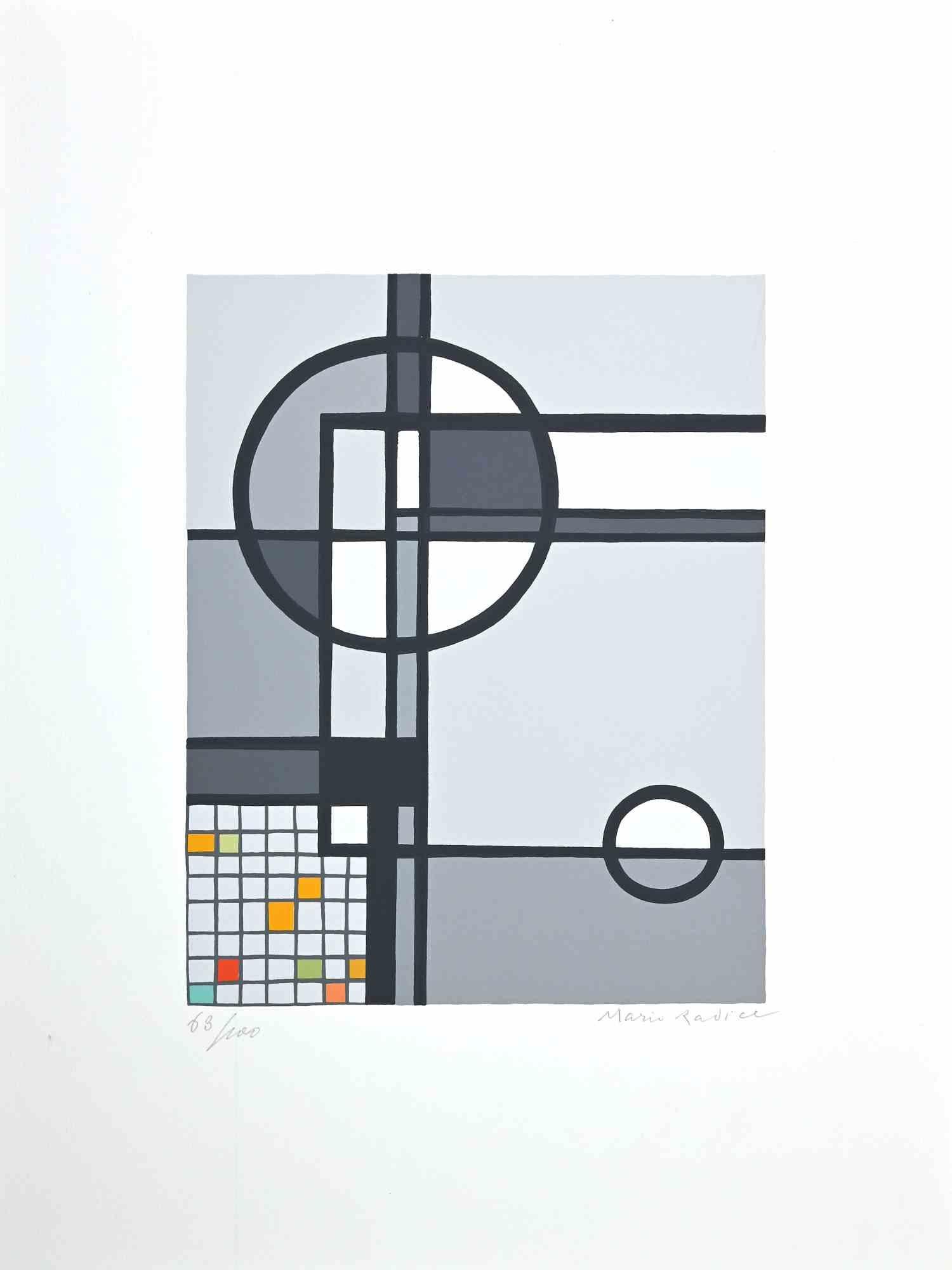 Abstract Composition is a beautiful colored screen print on paper, realized by the Italian artist and pioneer of Abstract art  Mario Radice  (1898-1987), in 1964.

Hand-signed and numbered in pencil on the lower margin.

