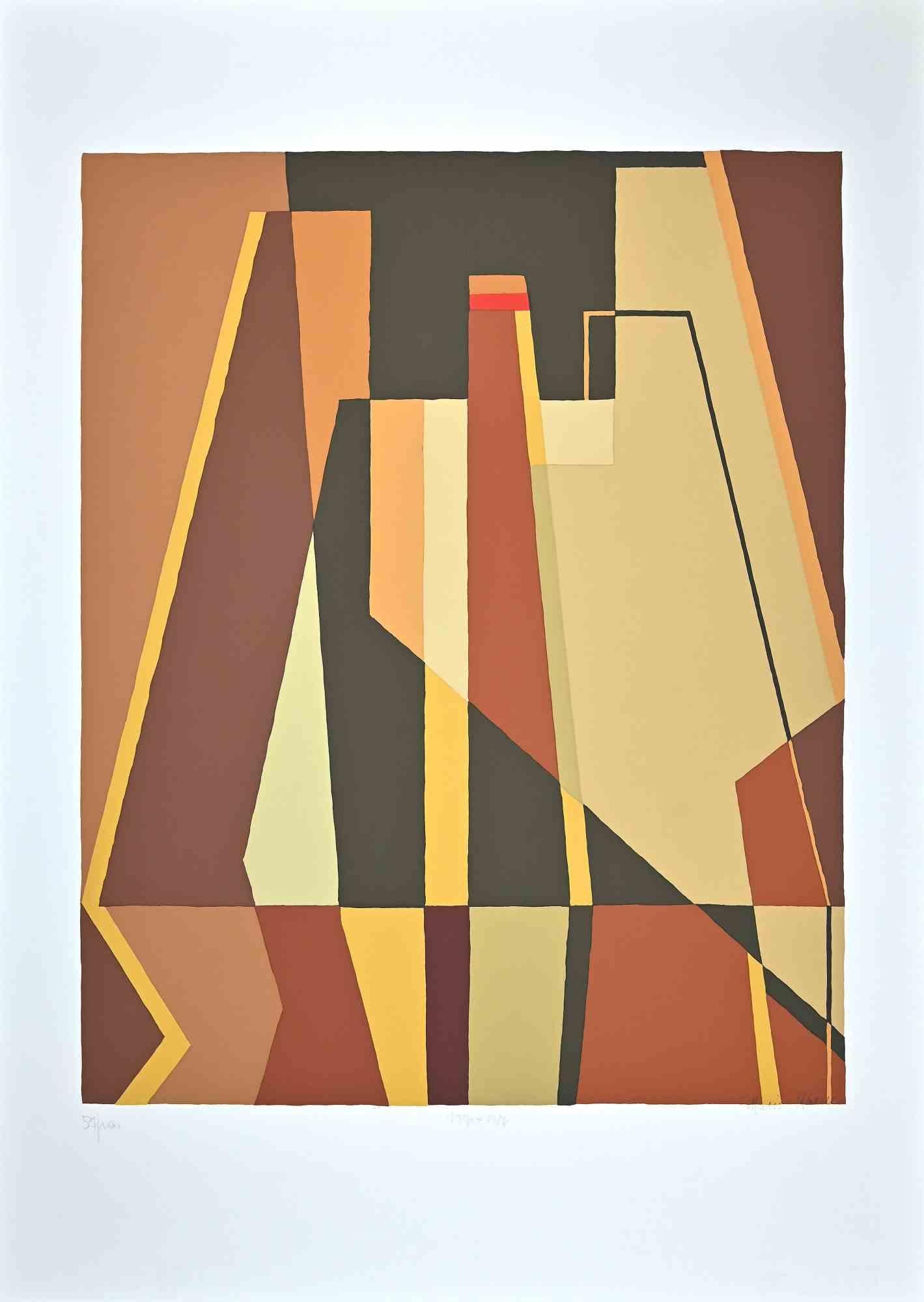 Composition abstraite - Impression sérigraphiée par Mario Radice - 1988