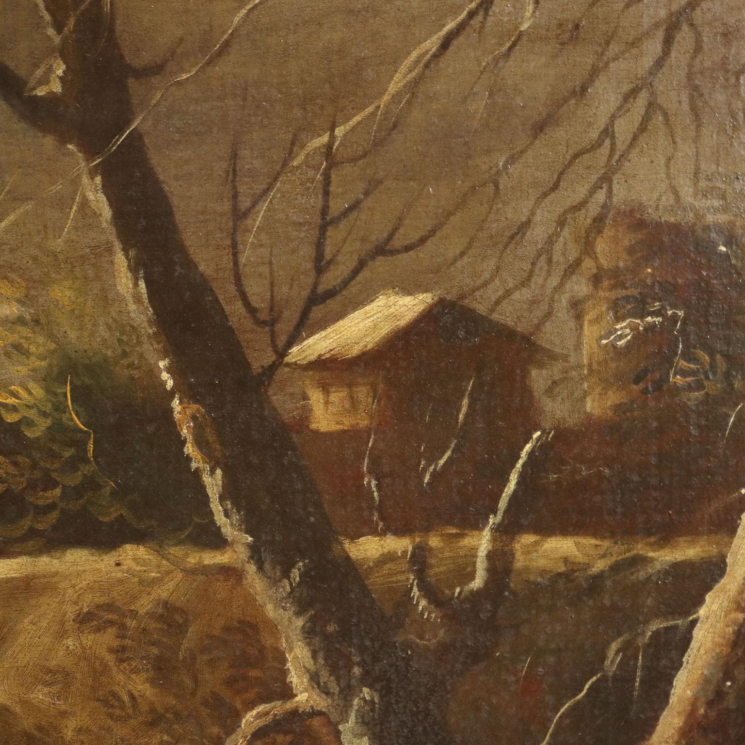 Winterlandschaft mit Figuren 18. Jahrhundert im Angebot 1