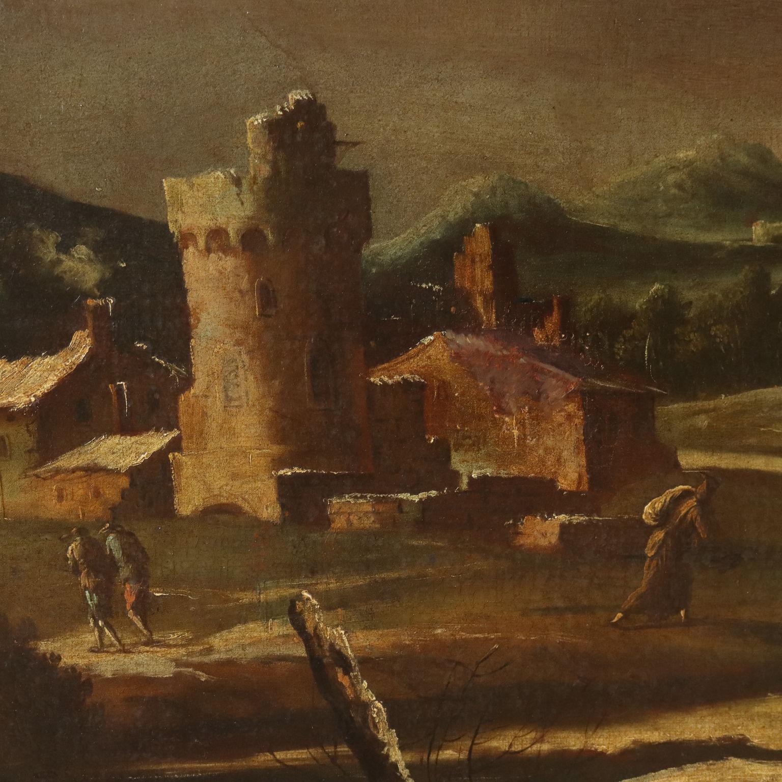 Winterlandschaft mit Figuren 18. Jahrhundert im Angebot 2