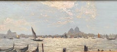Impressionist view of Venice from the sea or Canal, with boats and gondolas