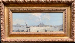 Impressionist view of Venice from the sea or Canal, with boats and gondolas