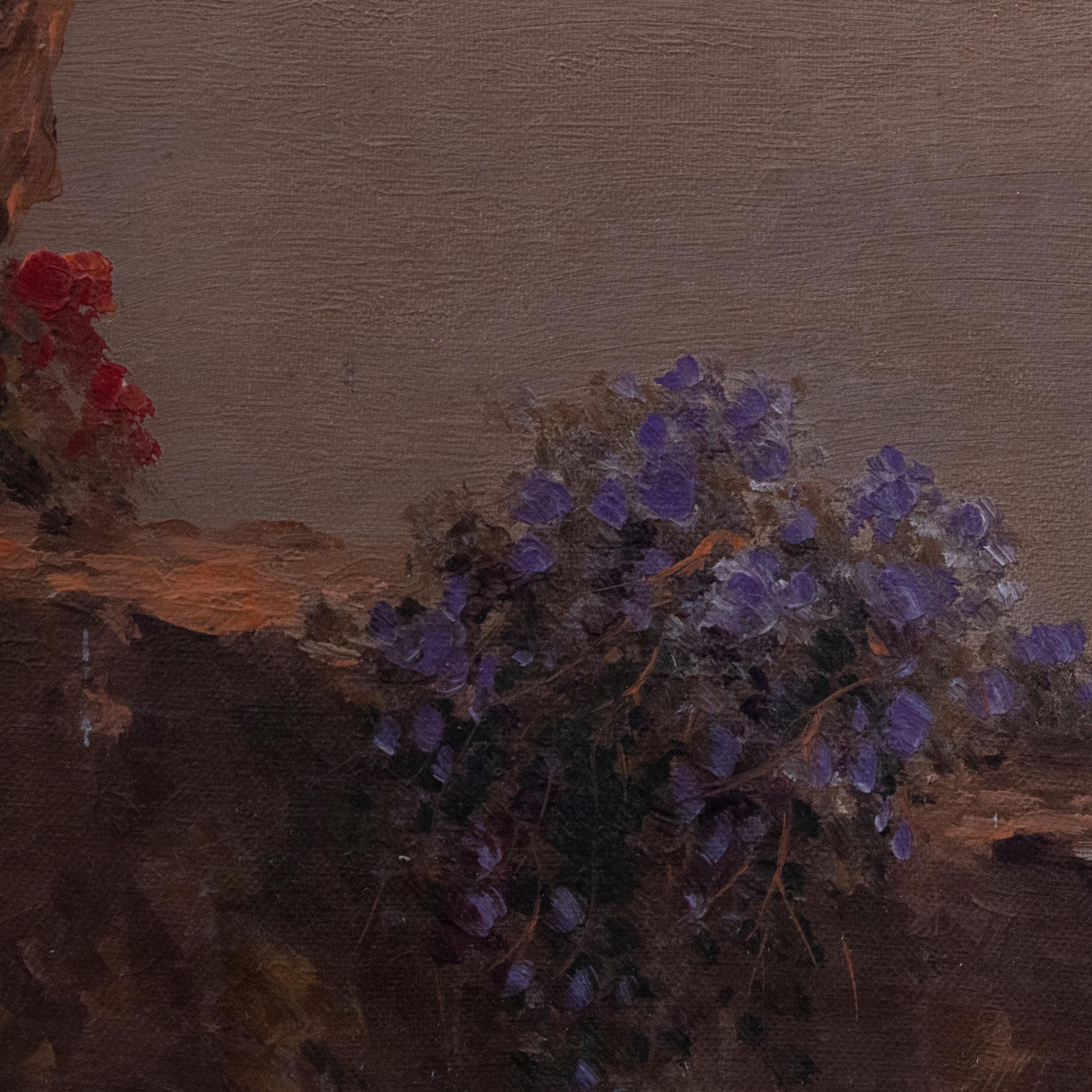 Mario Rossi (nato nel 1958) - Olio del XX secolo incorniciato, Tramonto al largo della costa italiana 3