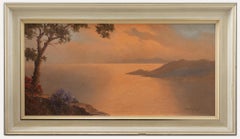 Mario Rossi (né en 1958) - Huile encadrée du XXe siècle, Coucher de soleil au large de la côte italienne