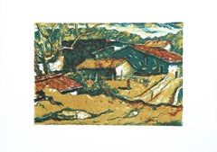 Ländliche Landschaft - Lithographie von Mario Rossi - 1970er Jahre