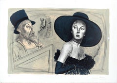 Vintage The Painter and the Model - Original Lithograph by Mario Russo - 1988