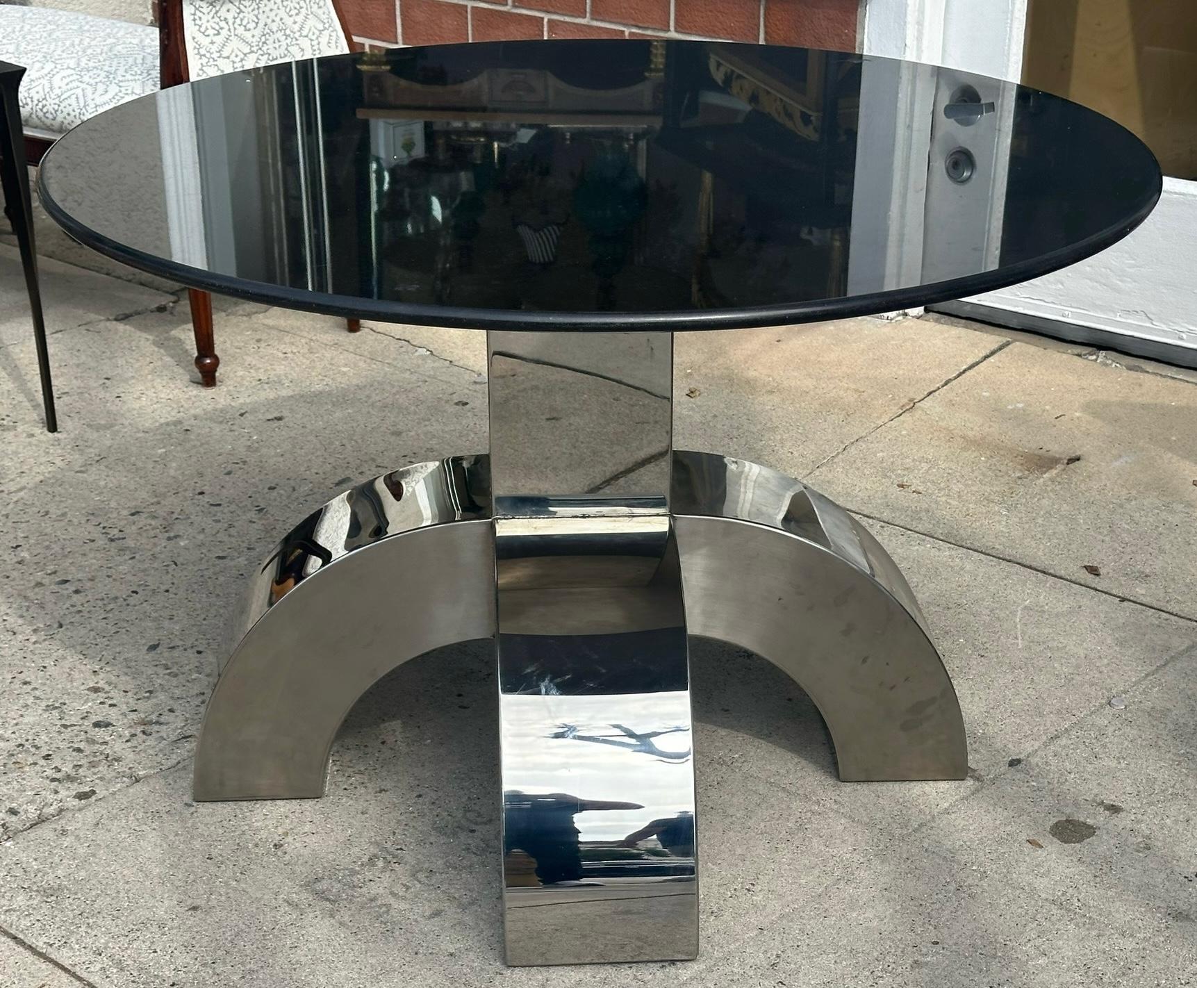 Postmoderne Mario Sabot Attr. Table de salle à manger design moderne en aluminium et granit en vente