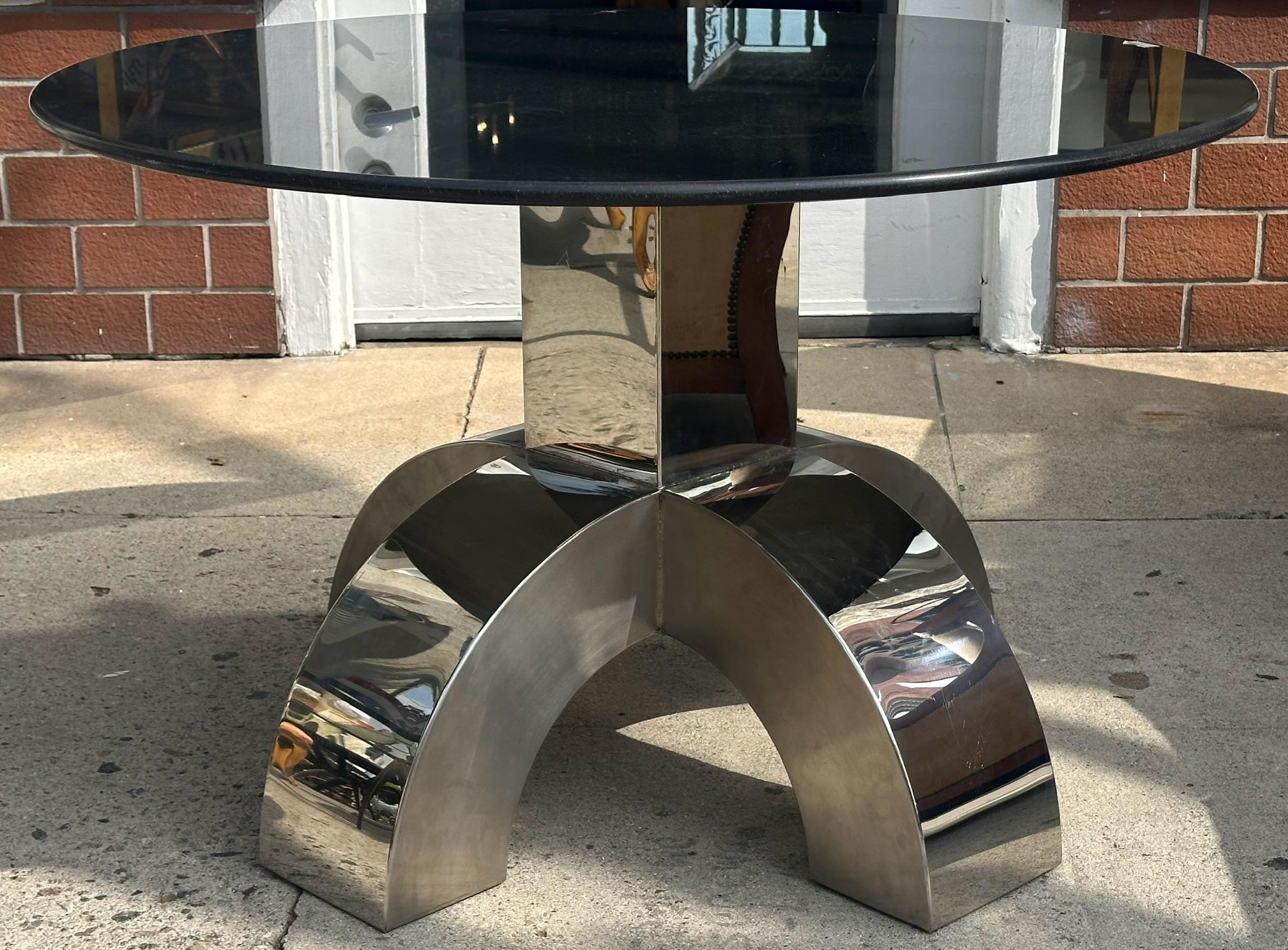 Fin du 20e siècle Mario Sabot Attr. Table de salle à manger design moderne en aluminium et granit en vente