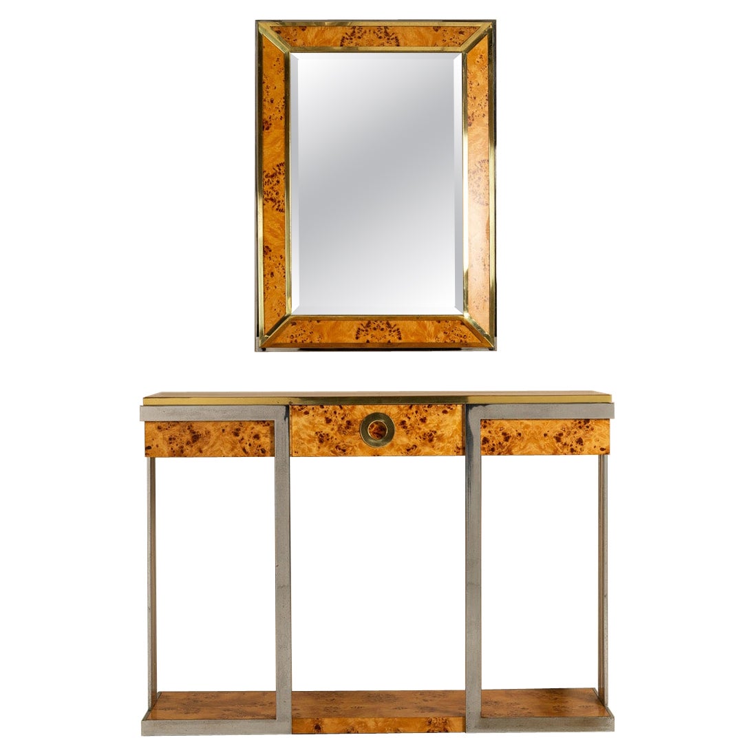 Mario Sabot for Willy Rizzo Console Table and Mirror, Italy For Sale
