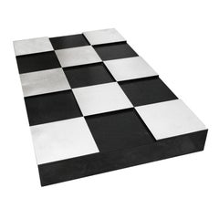 Mario Sabot Mid-Century Modern Brushed Metal "Checkered" Italian Coffee Table