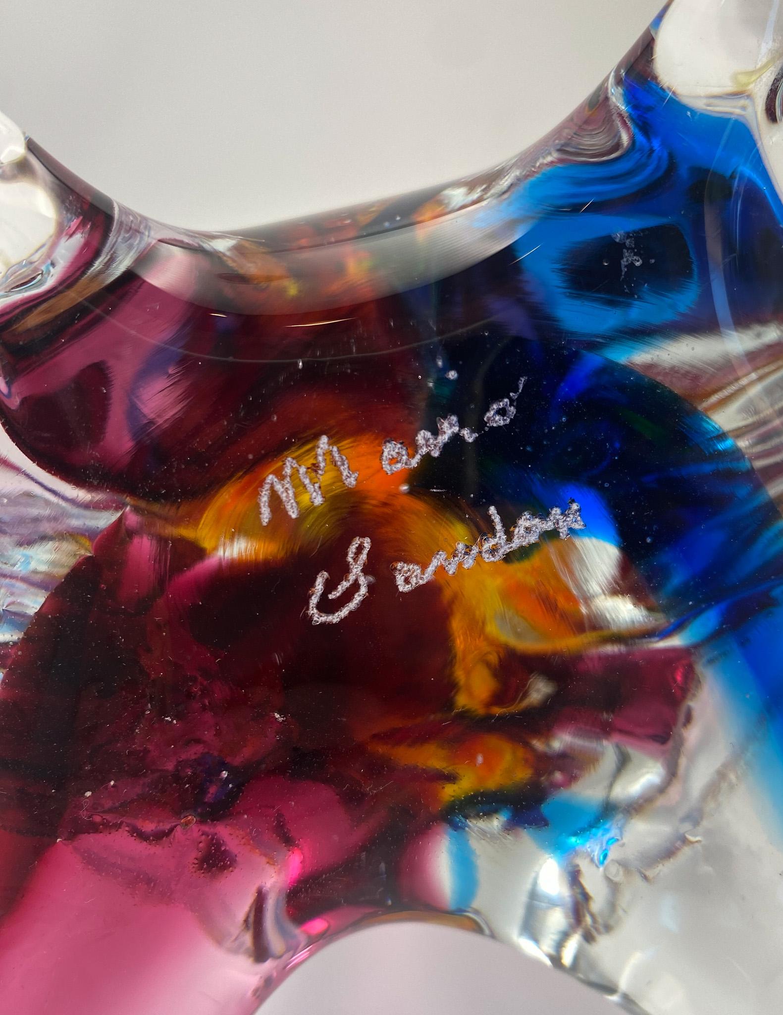 Mario Sandon ( Signed ) Tall Art Glass Circus Clown Sculpture, 20th Century 7