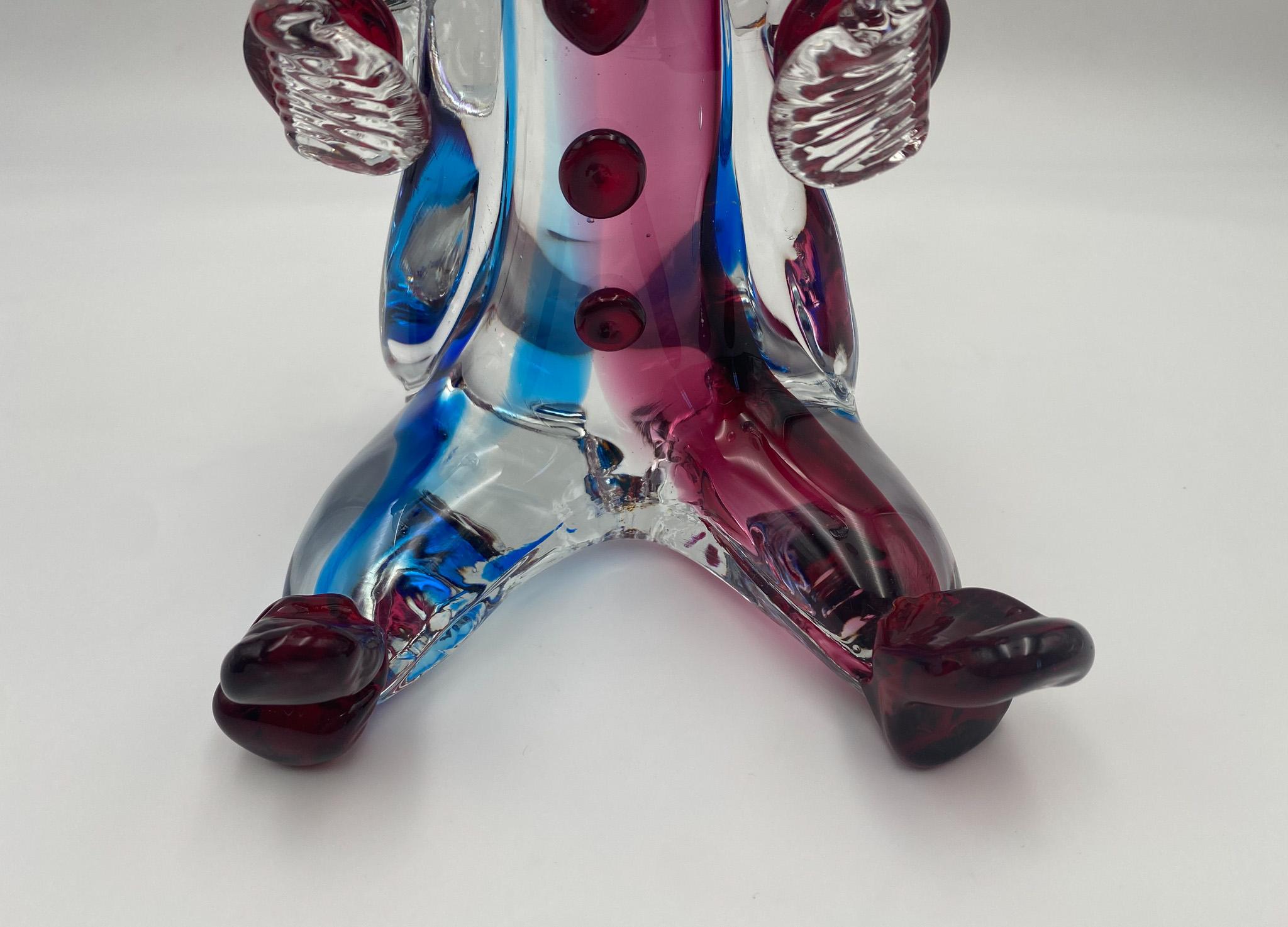 Mario Sandon ( Signed ) Tall Art Glass Circus Clown Sculpture, 20th Century 11
