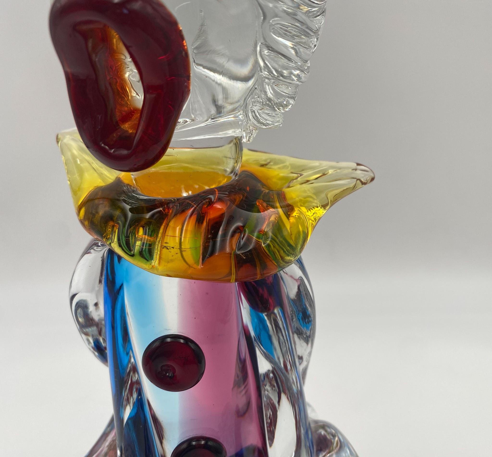 Mario Sandon ( Signed ) Tall Art Glass Circus Clown Sculpture, 20th Century 14