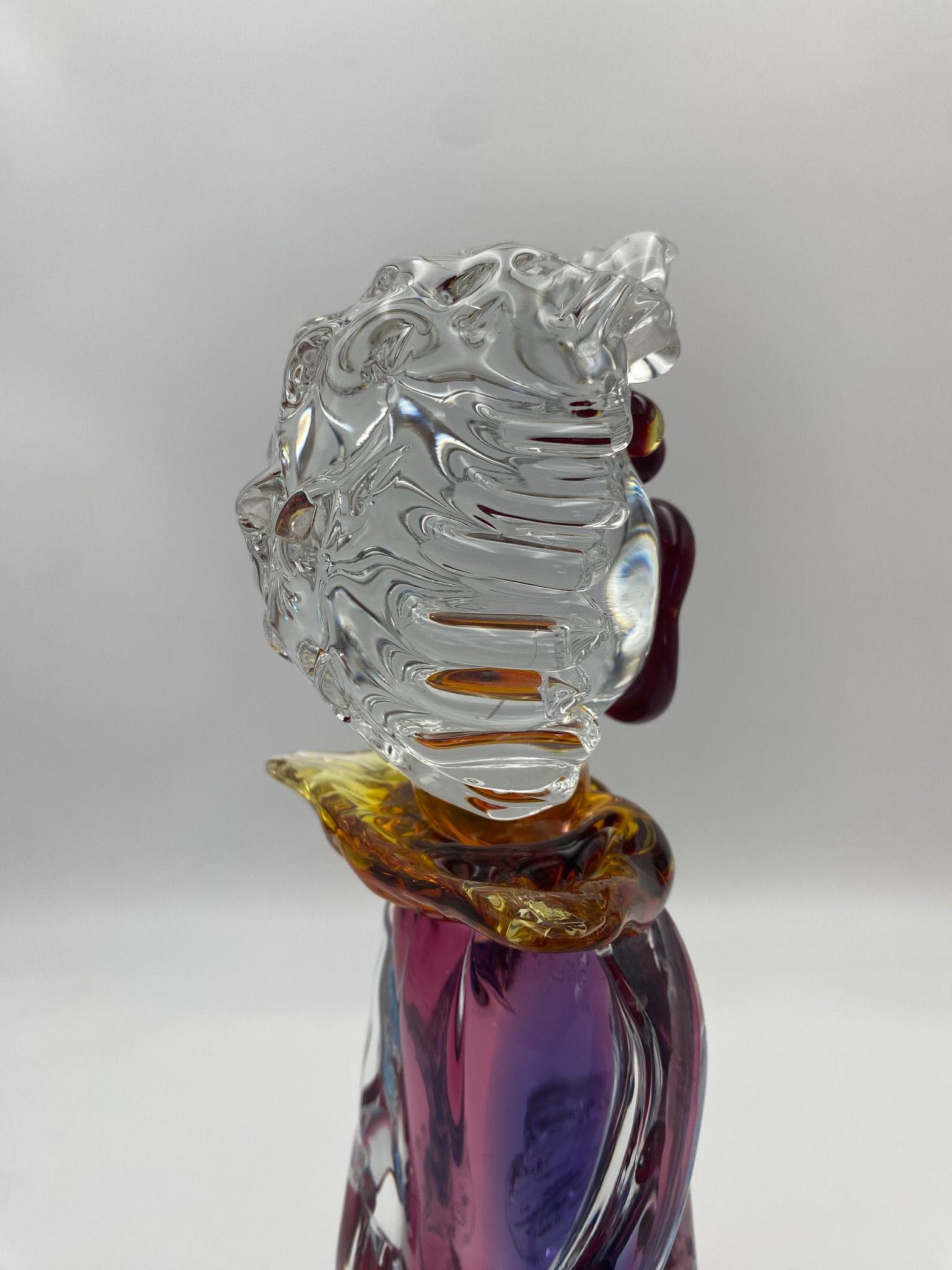 Mario Sandon ( Signed ) Tall Art Glass Circus Clown Sculpture, 20th Century In Good Condition In San Juan Capistrano, CA
