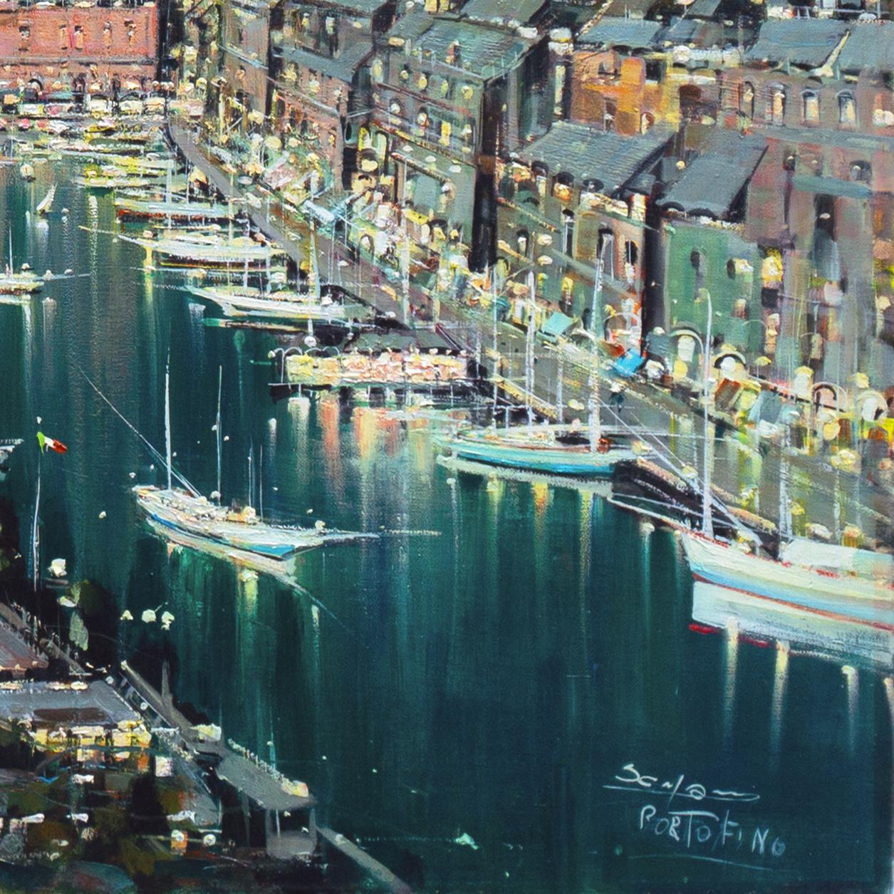 'Portofino', Genoa, Italian Riviera, Naples Academy of Fine Art, Amalfi Coast - Painting by Mario Sanzone