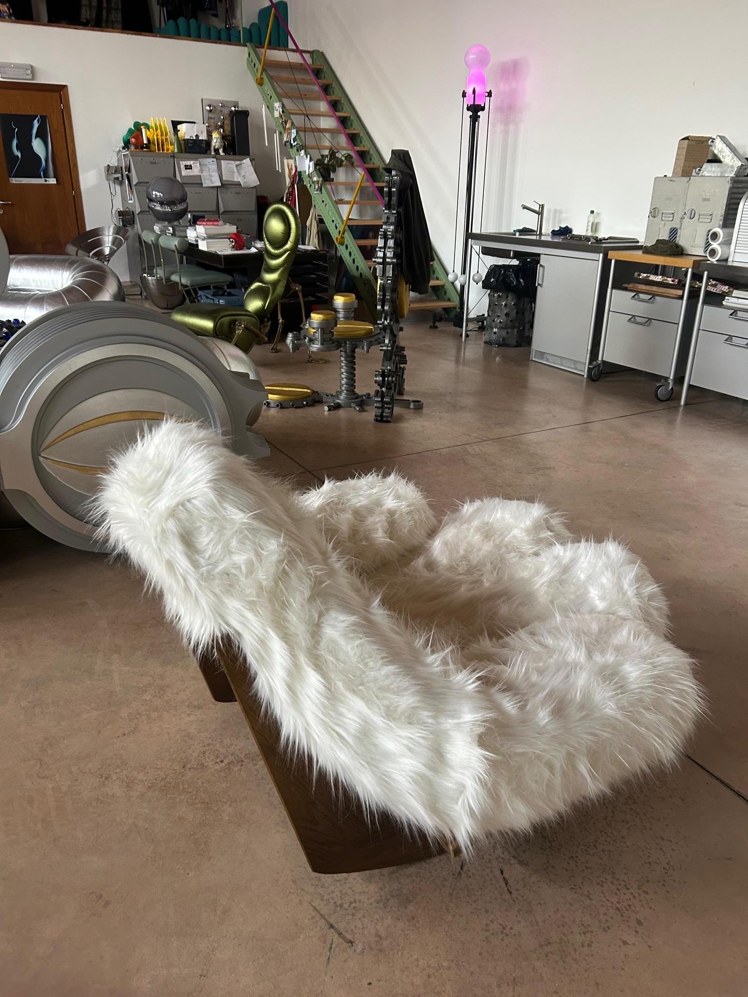 Faux Fur Mario Scheichenbauer “Yeti” Rocking Chair for Elam, Italy, 1970 For Sale