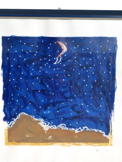 Mario Schifano "Desert" Materic Serigraph with Frame