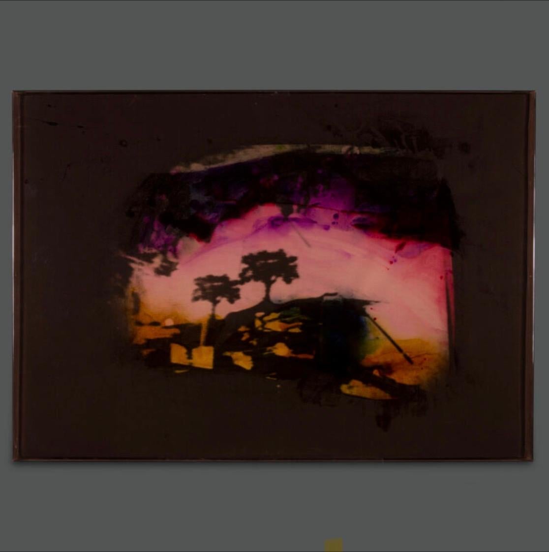Mario Schifano, "Paesaggi TV" 
TV Landscape, a work by Mario Schifano (Homs 1934 – Rome 1998). 
This work is registered in the Archivio Generale dell’Opera di Mario Schifano under registration number 05616230624 
Enamel on emulsion-coated canvas in