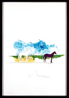 Mario Schifano Peinture originale authentique et collage sur papier 1979-1980