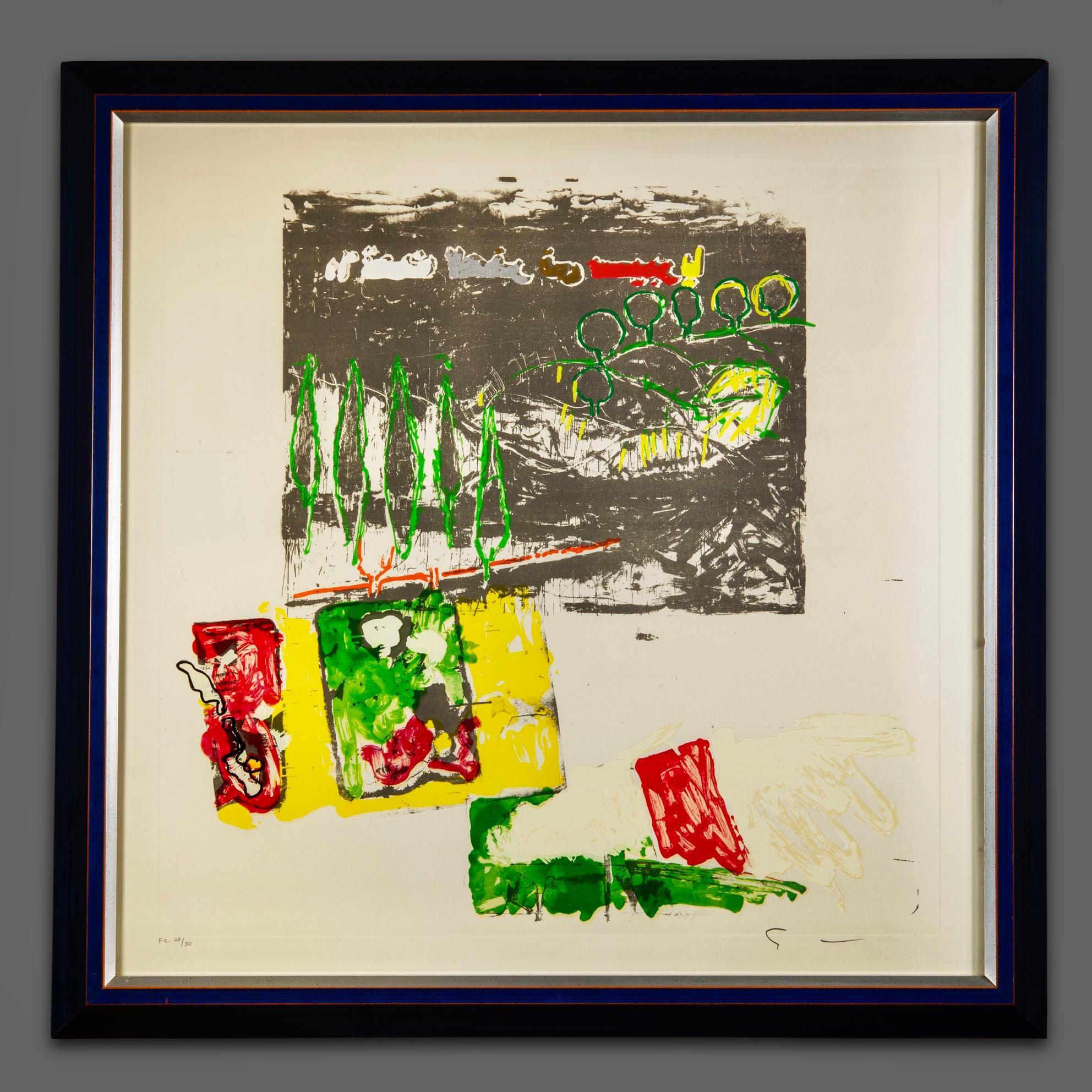 1980s Signed Mario Schifano Artwork on Paper For Sale 1