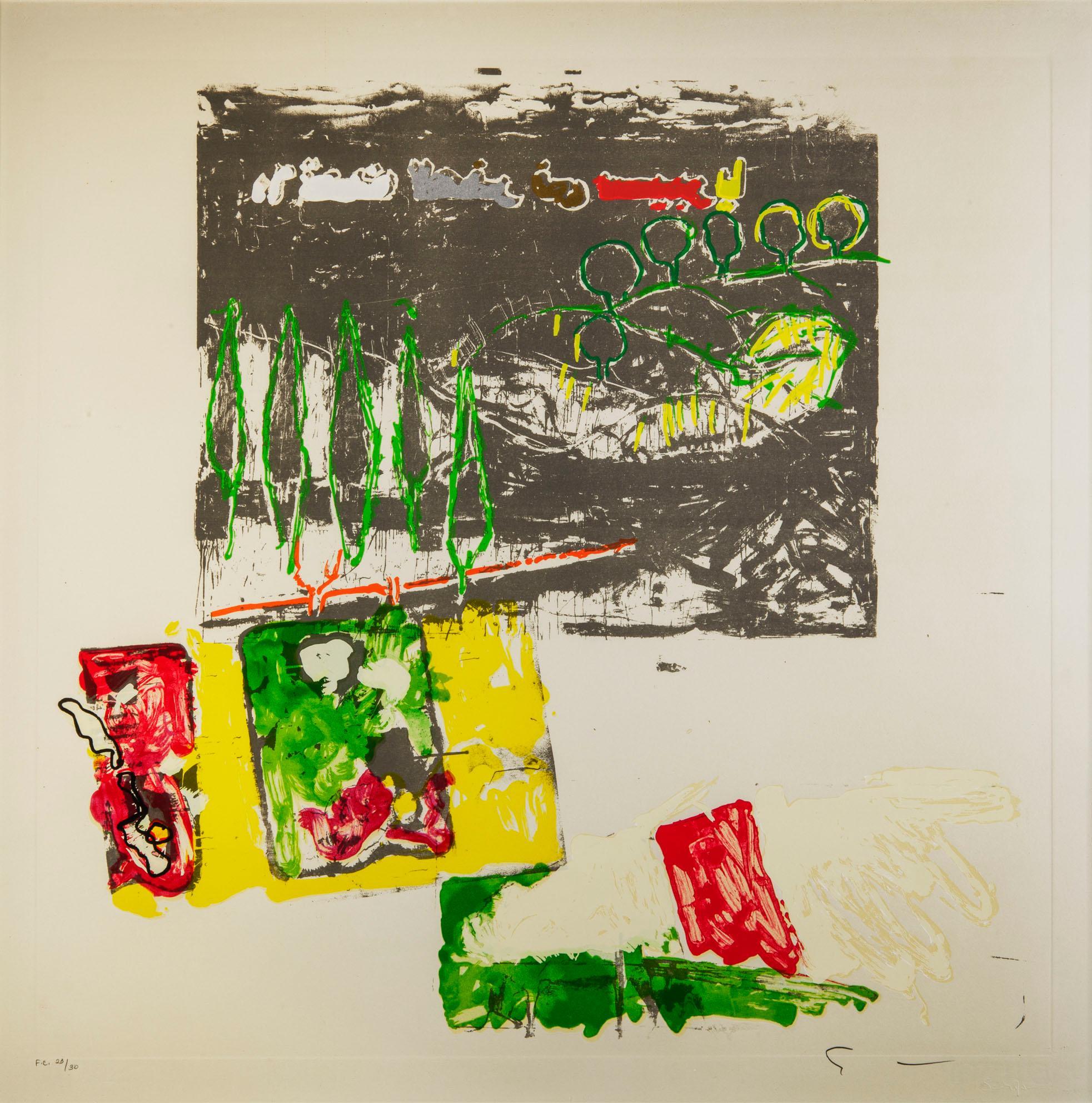 1980s Signed Mario Schifano Artwork on Paper For Sale 5