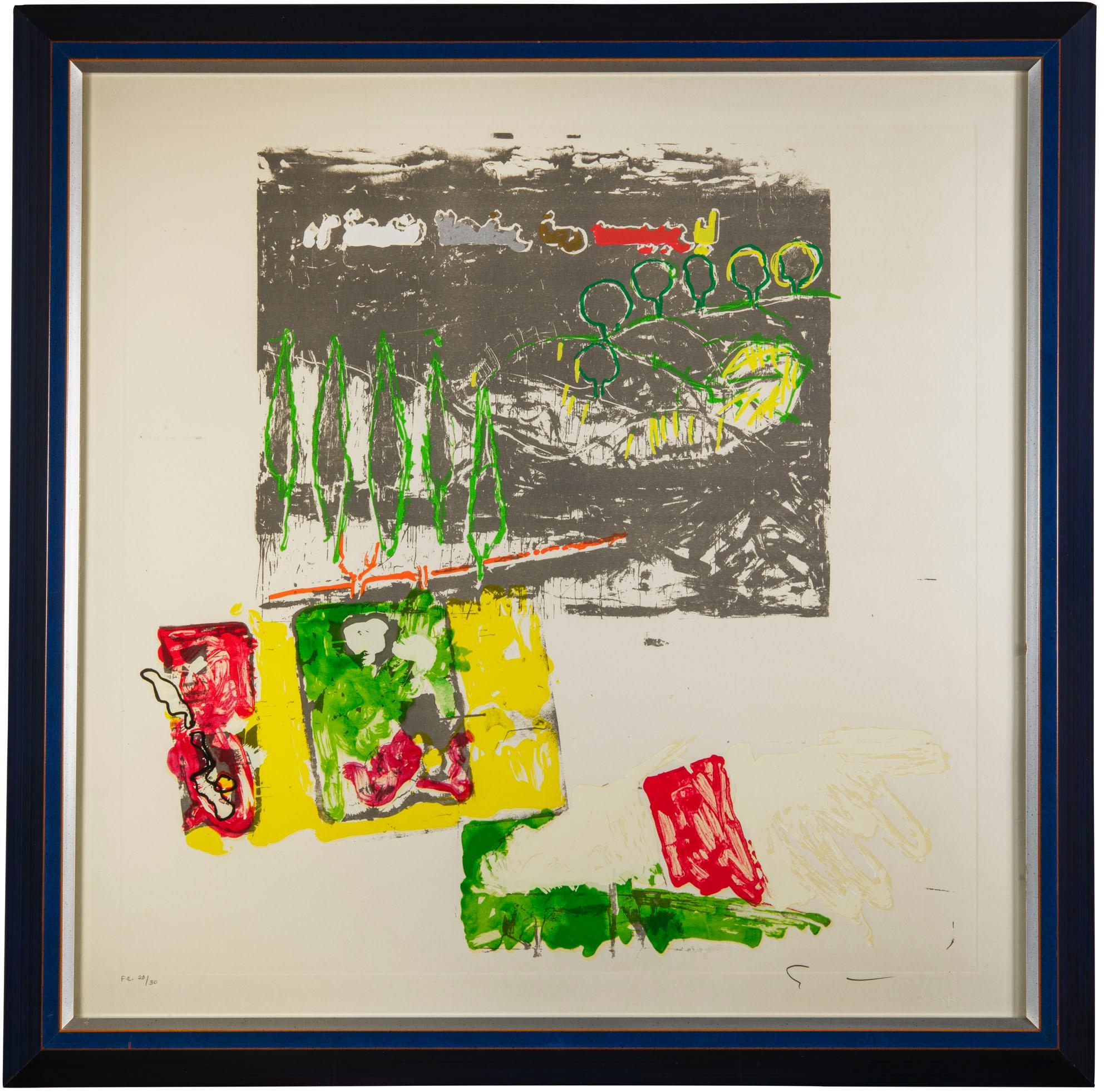1980s Signed Mario Schifano Artwork on Paper For Sale 6
