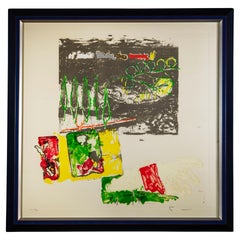 1980s Signed Mario Schifano Artwork on Paper