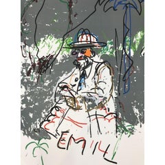 Mario Schifano - Emil - Handsignierte Lithographie mit Seidenschirm, 1988