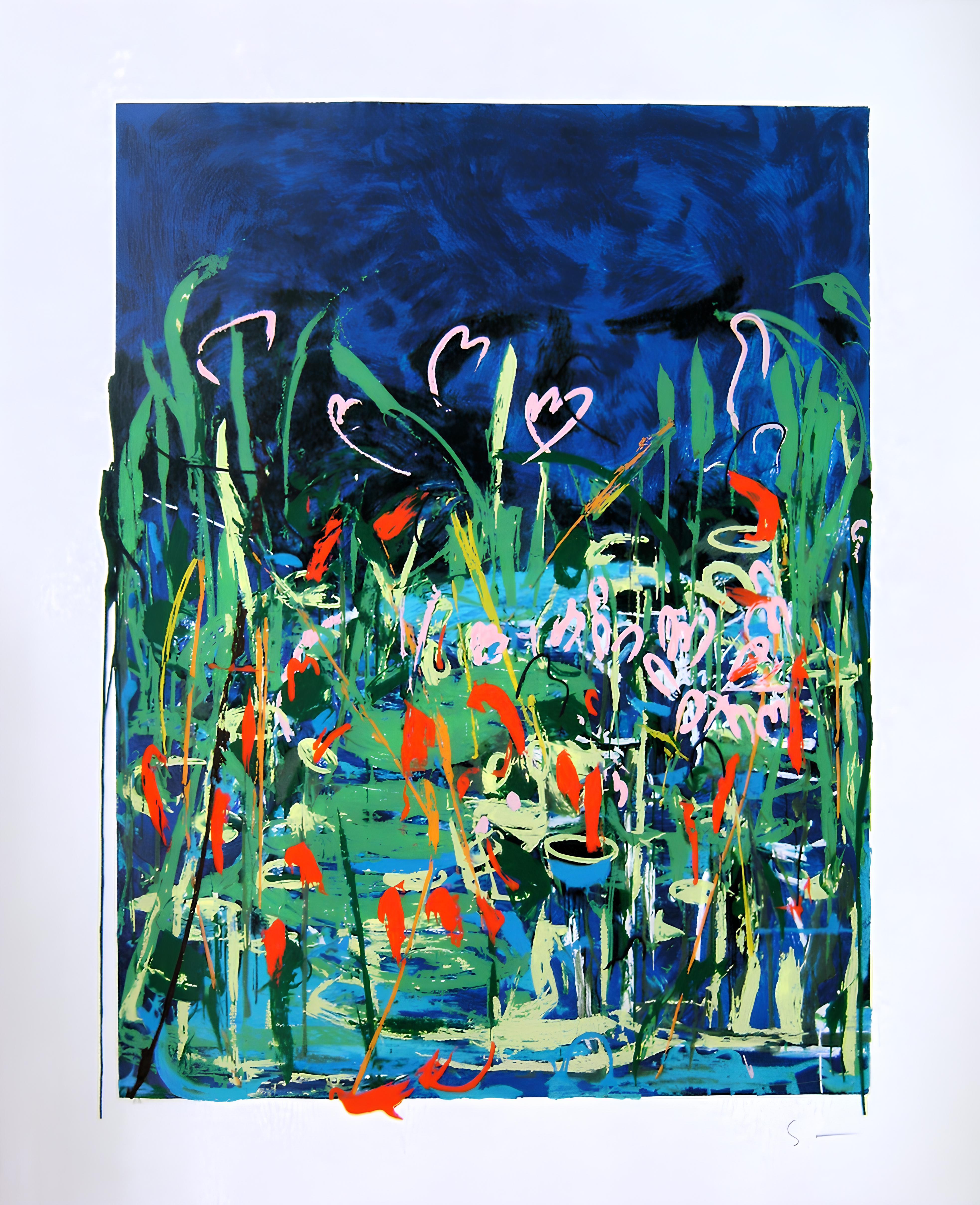Mario Schifano(1934–1998)- Acquatico IV - Screen print in 35 colors paper - 1993 For Sale 1