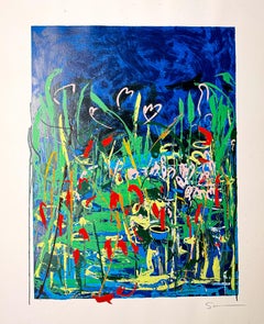 Mario Schifano(1934-1998)- Acquatico IV - Sérigraphie en 35 couleurs papier - 1993